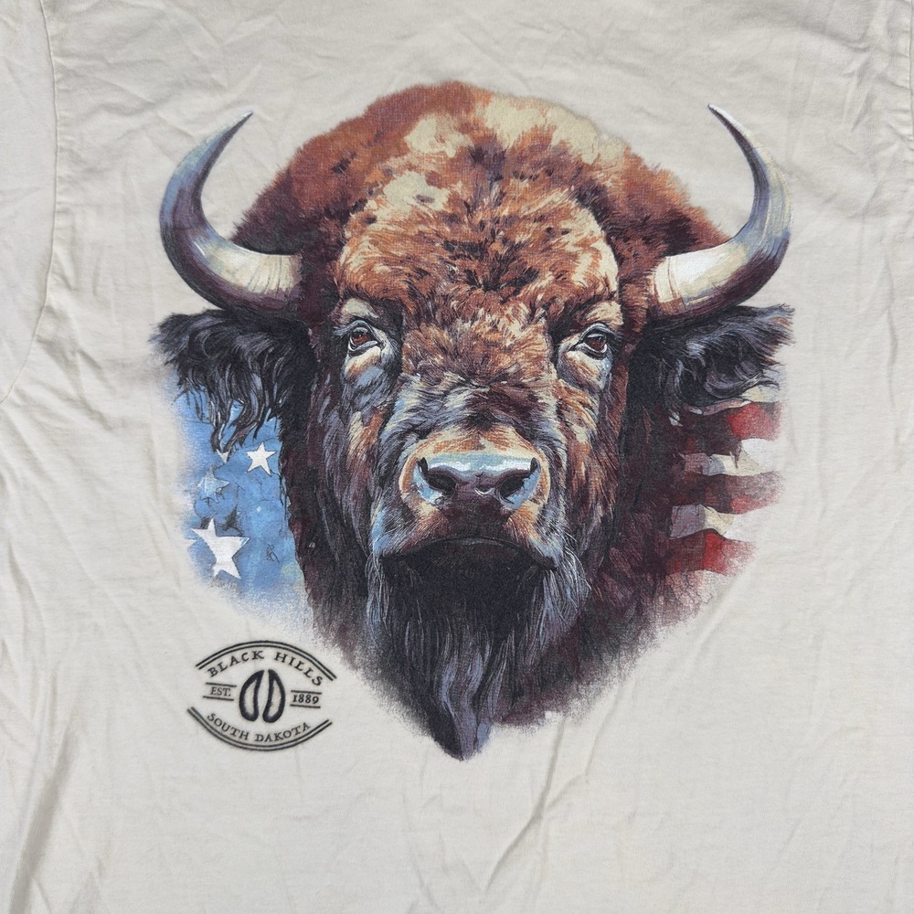Prairie Mountain Yellowstone Buffalo Nature Mens Small Short Sleeve